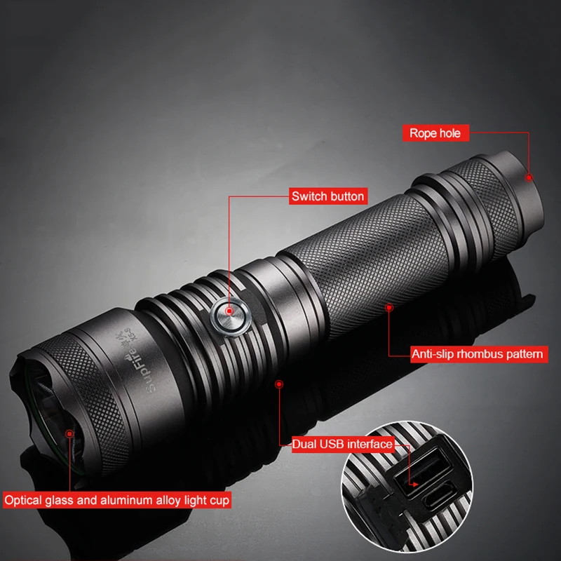Супер мощный светодиодный флэш светильник Linterna фонарь X5 S Lanterna Flash SST40 2000lm 26650