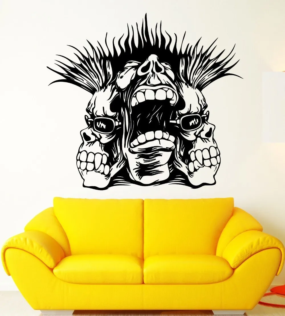 New Fashion Vinyl Wall Decal wall sticker home decor Skull Punk Scream