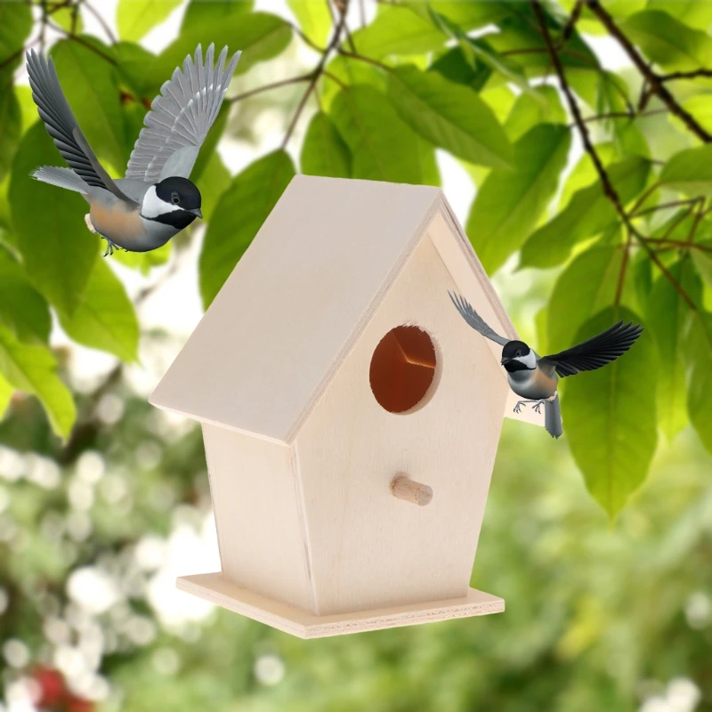 

Bird Nest Natural Wood House DIY Creative Round Wall Mounted Parrot Garden Decor