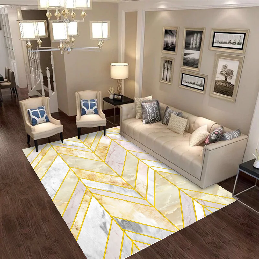 

Nordic Style Rectangular Geometric Marble Pattern 3D Carpet Living Room Rug Sofa Coffee Table Mat Bedroom Yoga Pad Xmas Decor