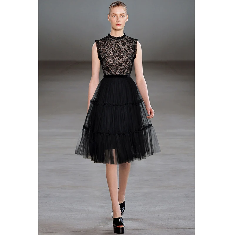 layered mesh gown