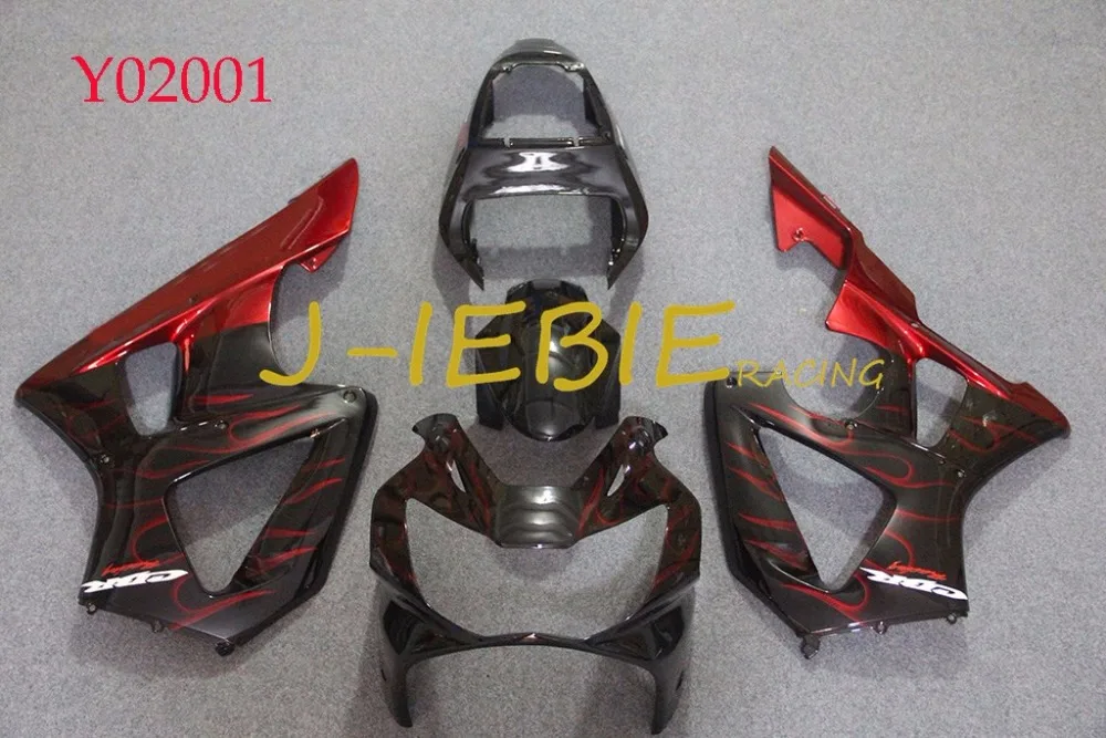 

BLACK RED FIRE Injection Fairing Body Work Frame Kit for HONDA CBR929RR 2000-2001 CBR900RR