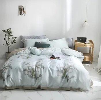 

retro pastoral bedding set adult teen,full queen king trend green flower double home textile flat sheet pillow case quilt cover