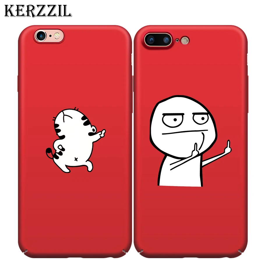Kerzzil Funny Cartoon Animal Phone Case For iPhone X 10 Finger Hard Cover Abstract Matte Cases 7 6 6S 8 Plus |