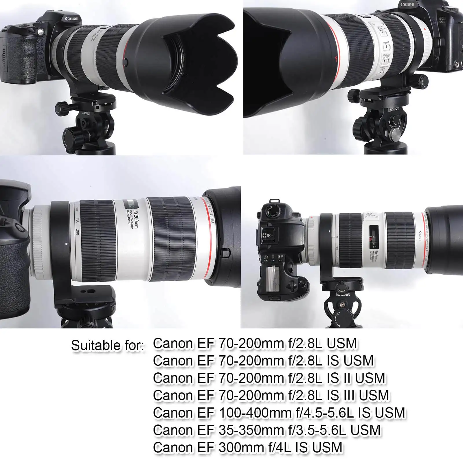 Tripod Mount Ring iShoot 78mm Lens Collar Support for Canon EF 70-200mm f//2.8L is//II//III USM Built-in Arca-Swiss Type Quick Release Plate 100-400mm f//4.5-5.6L is USM and 300mm f//4L is USM Lens