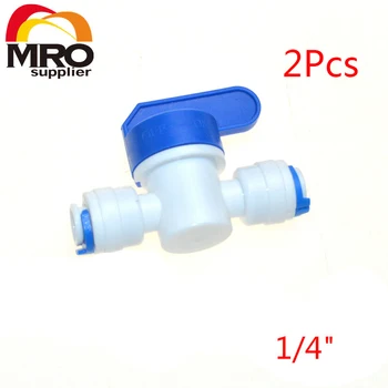 

2 Pcs Equal Straight 1/4 " OD Hose Quick Connection Ball Valve RO Water Reveser Osmosis Aquarium System Fittings