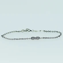 Pulseras de Plata esterlina Lucky Number 8 Símbolo de Infinito con Clear CZ Joyería de Moda Pulseras para Las Mujeres Al Por Mayor