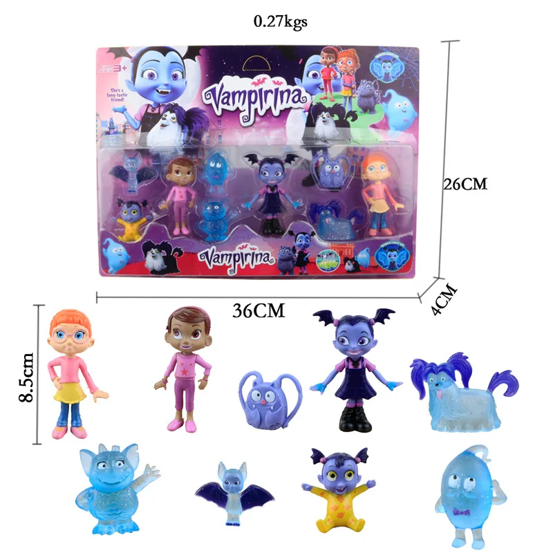 9 шт./компл. Junior Vampirina фигурка кукол игрушки «вамп» для девушек и женщин ПВХ модели аниме Рисунок Игрушки для Для детей День рождения