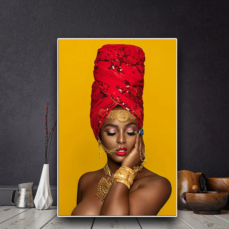 Черный и золотой сексуальные губы Обнаженная африканская художественная Женская живопись маслом на холсте Куадрос плакаты и печать, Картина Настенная для гостиной