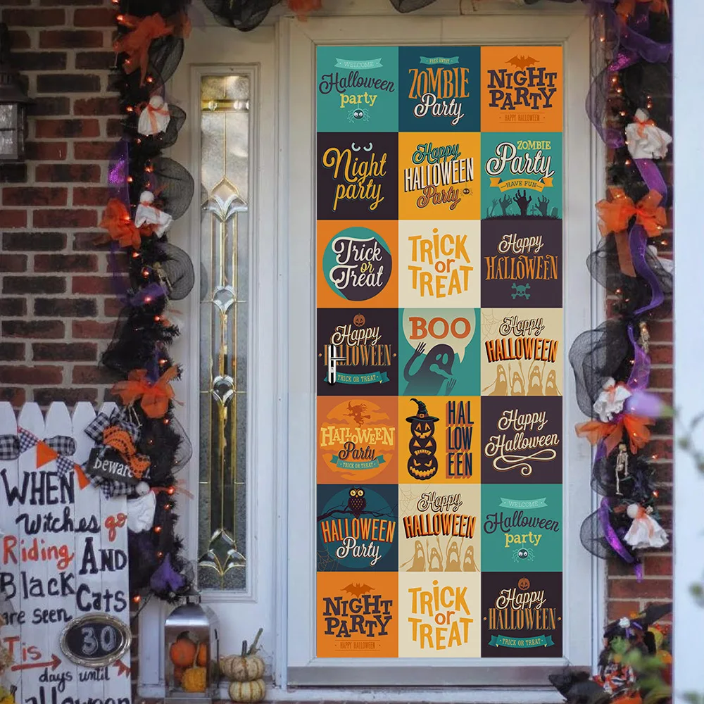 Halloween Pumpkin Skull Wall Door Stickers Door Shop Glass Window Wall Decoration Home Decor Decal