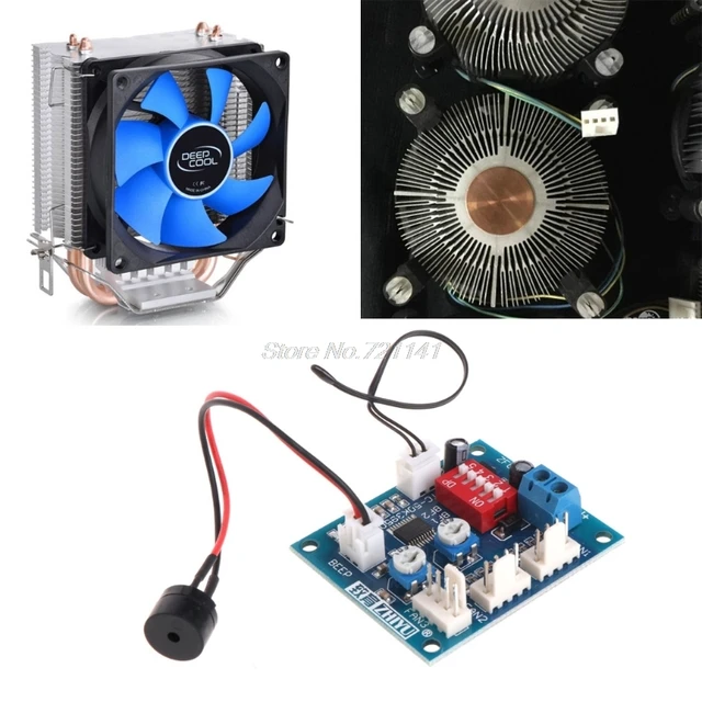 MODULE CONTROLE VENTILATEUR DE REFROIDISSEMENT PWM 12V 4FIL + BUZEUR +  SONDE DE TEMPERATURE