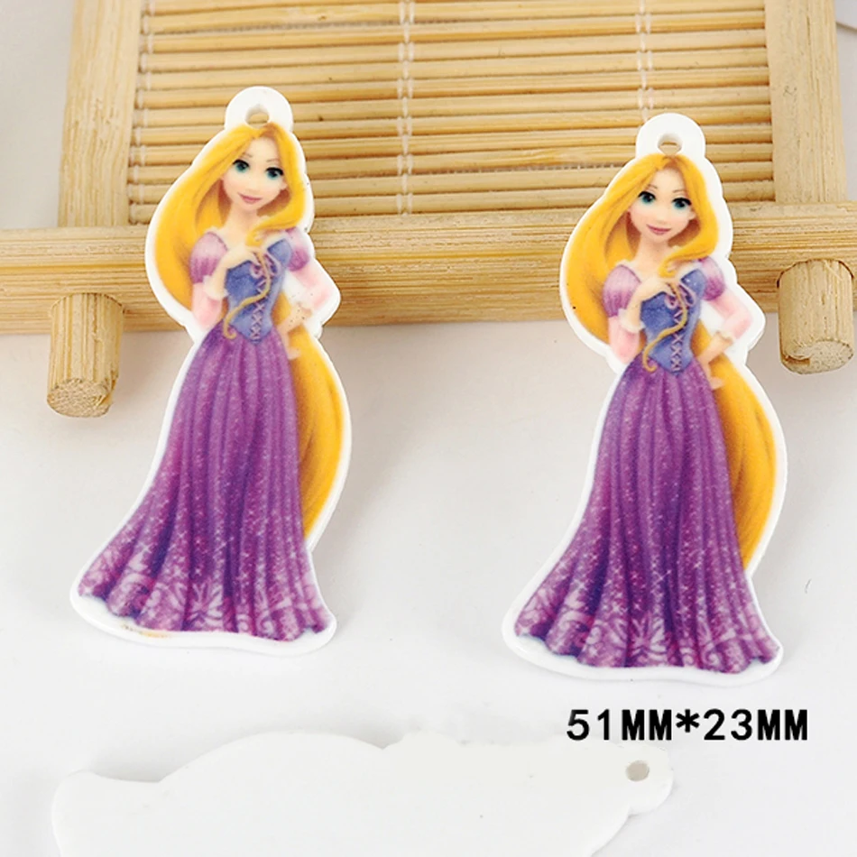 

50pcs 51*23mm Cartoon Long Hair Princess Flatback Resin Acrylic Charm Planar Resin DIY Craft Pendant Necklace Accessories DL-573