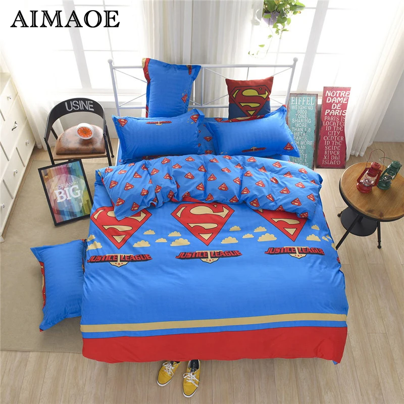Superman Batman Bedding Set for Kids King Queen Twin Size Polyster &amp Cotton Bedclothes Bed Linen Duvet Cover Sheet | Дом и сад