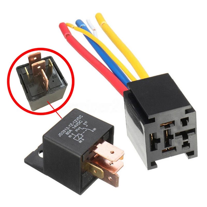 12V 80A 5Pin DC Spdt Car Relays + Socket Car Starter Auto Relay