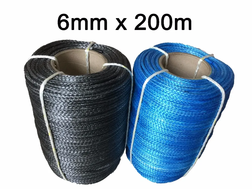 Free Shipping 6mm X 200m Uhmwpe Fiber Synthetic Winch Tow Sailing Rope