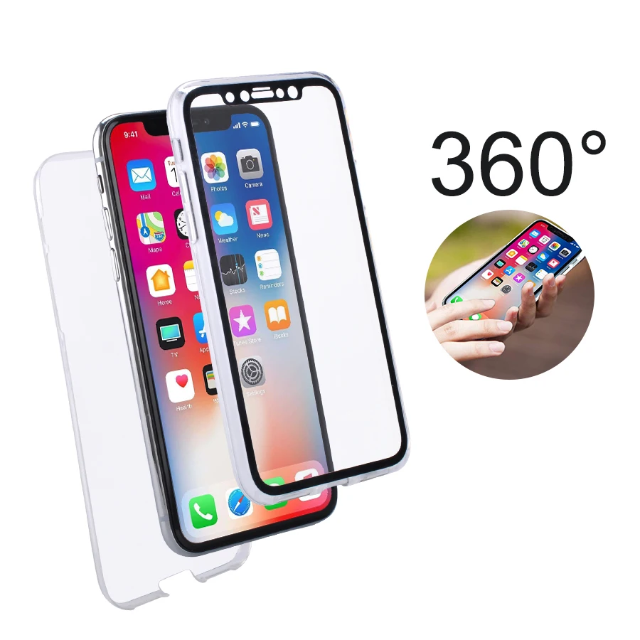 

For iPhone X Cover Case Silicone 360 Front Back TPU Coque For iPhone X Case Cute Ultra Thin Clear Transparent For iPhone 10 Capa
