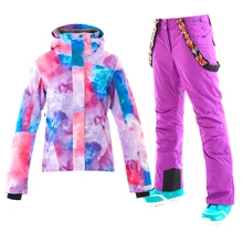Горнолыжный костюм женский GSOU SNOW женский зимний горнолыжный костюм,ветрозащитный женский зимний горнолыжный костюм Gsou SNOW, женский костюм для сноуборда,спортивный костюм женский