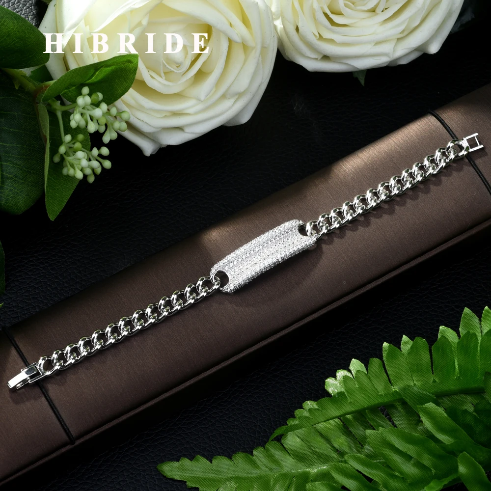 

HIBRIDE Classical Sliver Color AAA+ Geometric Design CZ Zirconia Bracelet for Woman Birthday Gift Bijoux Femme B-69