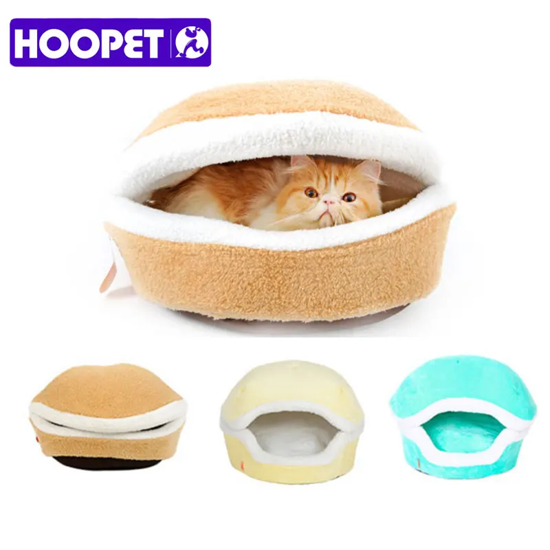  HOOPET Warm Cat Bed House Hamburger Bed Disassemblability Windproof Pet Puppy Nest Shell Hiding Bur