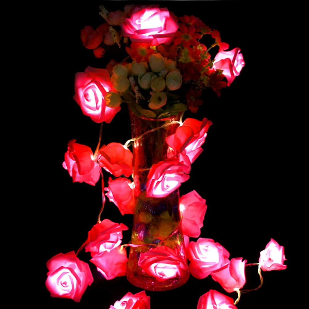 1,2 м 10 Светодиодный светильник-гирлянда с розами Романтический Сказочный светильник для свадебной вечеринки Рождественское украшение сад Рождественский венок