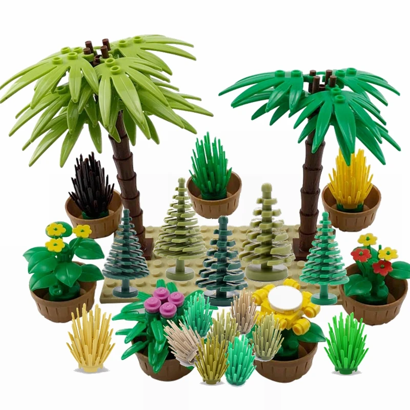 

Legoing Military MOC Green Bush Flower Grass Tree Plants Garden Scenes Weapon Accessories Building Blocks Toys Legoings Creators