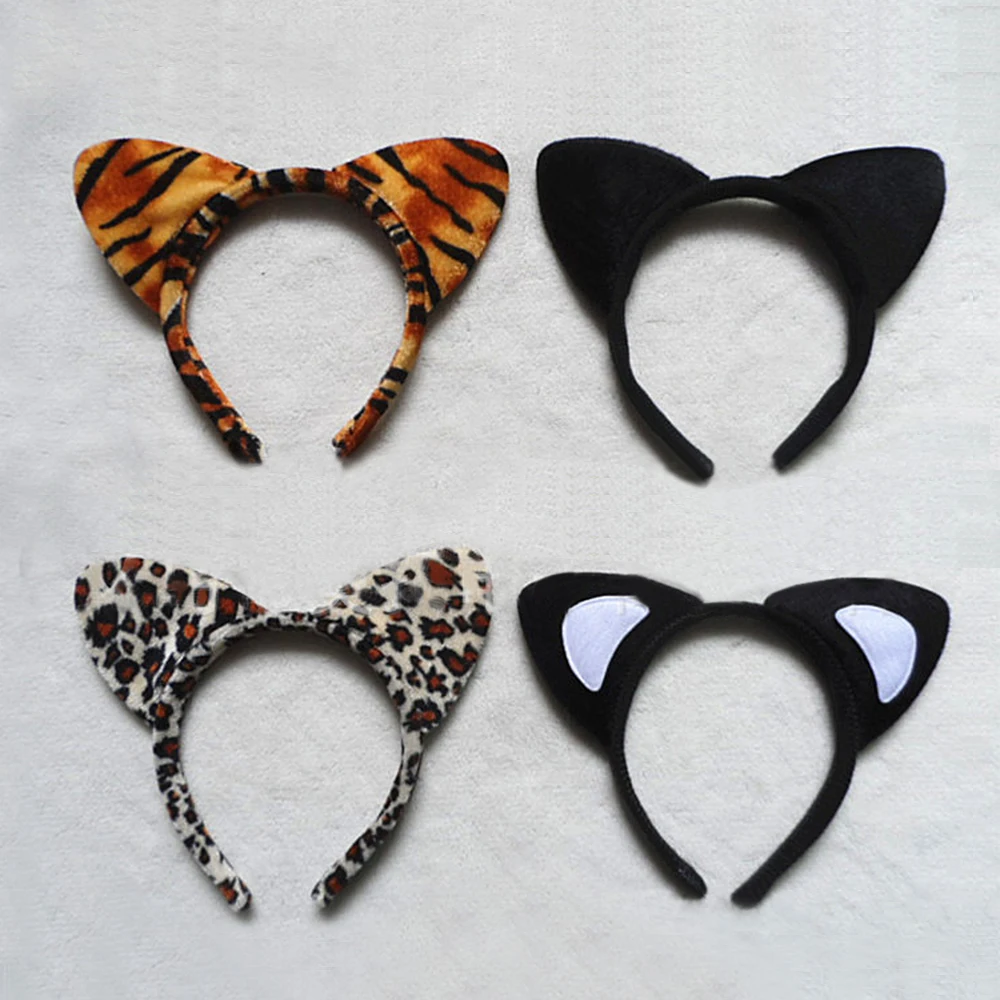 Для маленьких девочек кошачьи уши Тигр Леопард Лук Hairband детская лента для волос