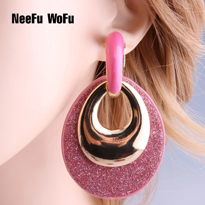 

NeeFu WoFu Water Drop Big Earring Tiger Flash Leather Zinc alloy Large Long Ear Leopard Oorbellen Brinco Christmas Gift