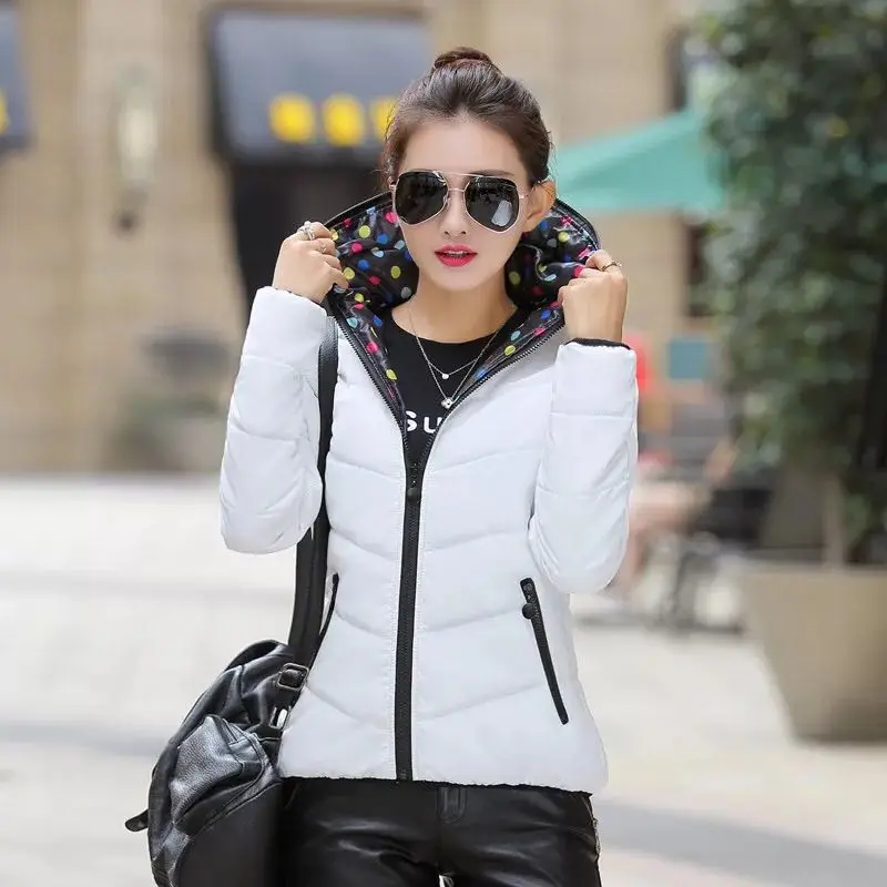 

Winter Jacket women 2018 Plus Size Womens Parkas Thicken Outerwear solid hooded Coats Short Female Slim Cotton padded basic tops