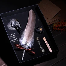 Лучший серый античный природа Ручка перьевая набор английская каллиграфия ручка-резак с 5 Nibs 1 ручка держатель 1 штамп 1 чернила 1 печать воск