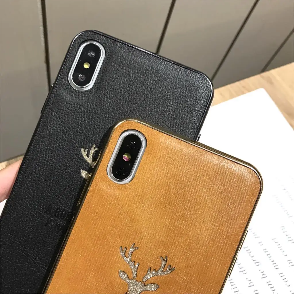Роскошные олень кожаный чехол для iPhone X 6 6s 7 8 Plus XR XS MAX XiaoMi A2 Lite RedMi 6A Примечание 5