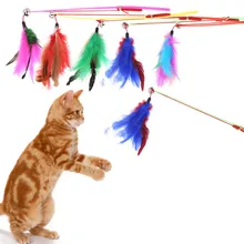 5 шт. красочные проволочные перьевые игрушки для кошек на удочке, красочные перьевые прорезыватели, игрушки для домашних животных, Висячие игрушки для кошек, перьевые палочки