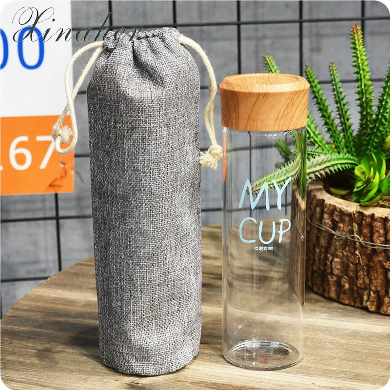 XINAHER Hot Selling Glass Sport Water Bottle With Protective Bag 400ml Fruit Outdoor Bike Bottles High Quality | Дом и сад