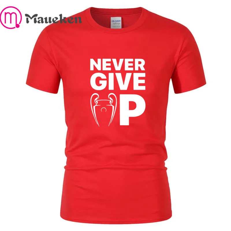 Мужская футболка с круглым вырезом и надписью never give up mo salah man 100% хлопок