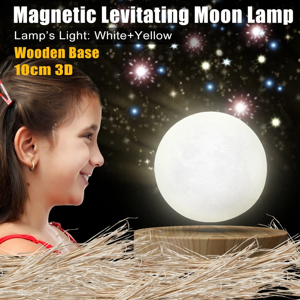 

Magnetic Levitating Wireless 3D Printe LED Moon Lamp Floating Decor Moon Light 360 rotated Night Light Decoration for Bedroom