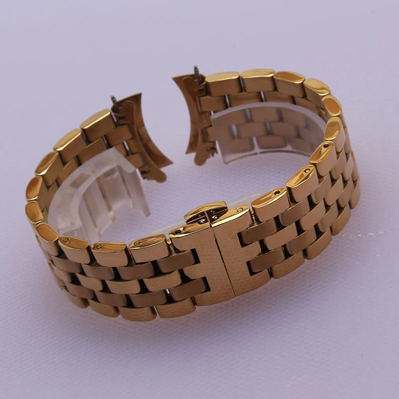Curved end watchband straight end fashion replacement fit many watches watch strap bracelet16mm 18mm 20mm 22mm 24mm Silver gold