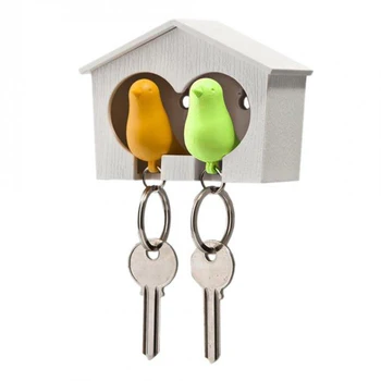 

Creative Bird Nest Sparrow House Key Chain Ring Wall Holders Racks Keys Rails Organizern Wall Door Hanging Birds House Hooks