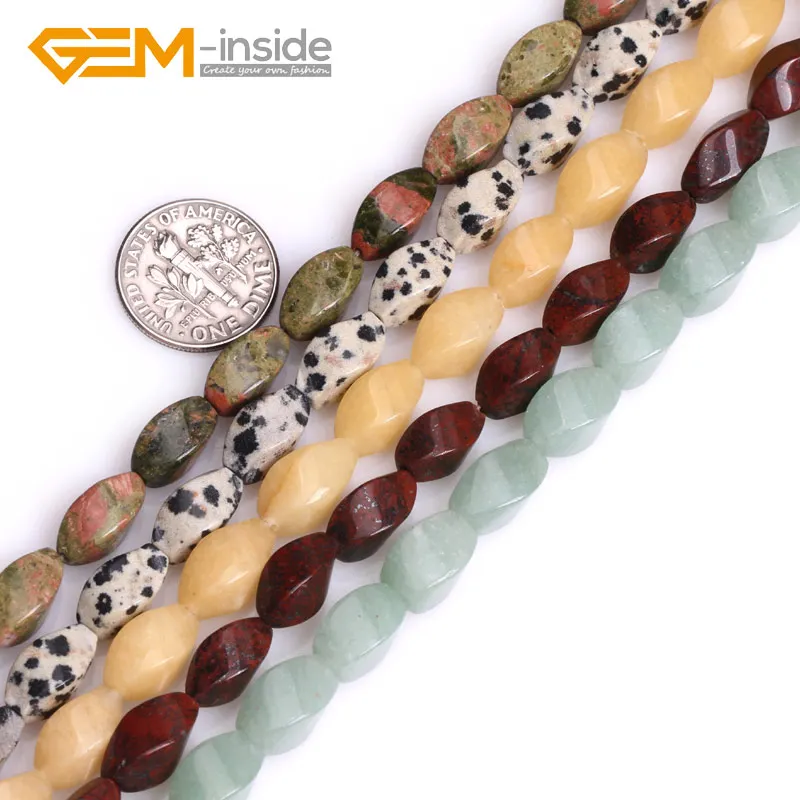 6x12mm Twist Assorted Material Natural Gem Stones Flat Beads For