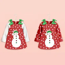 Christmas Girls T Shirt Long Sleeve Baby Girls Christmas Party Costume Kids Bow Snowman Red Dot Children T-shirt Baby Girl Top