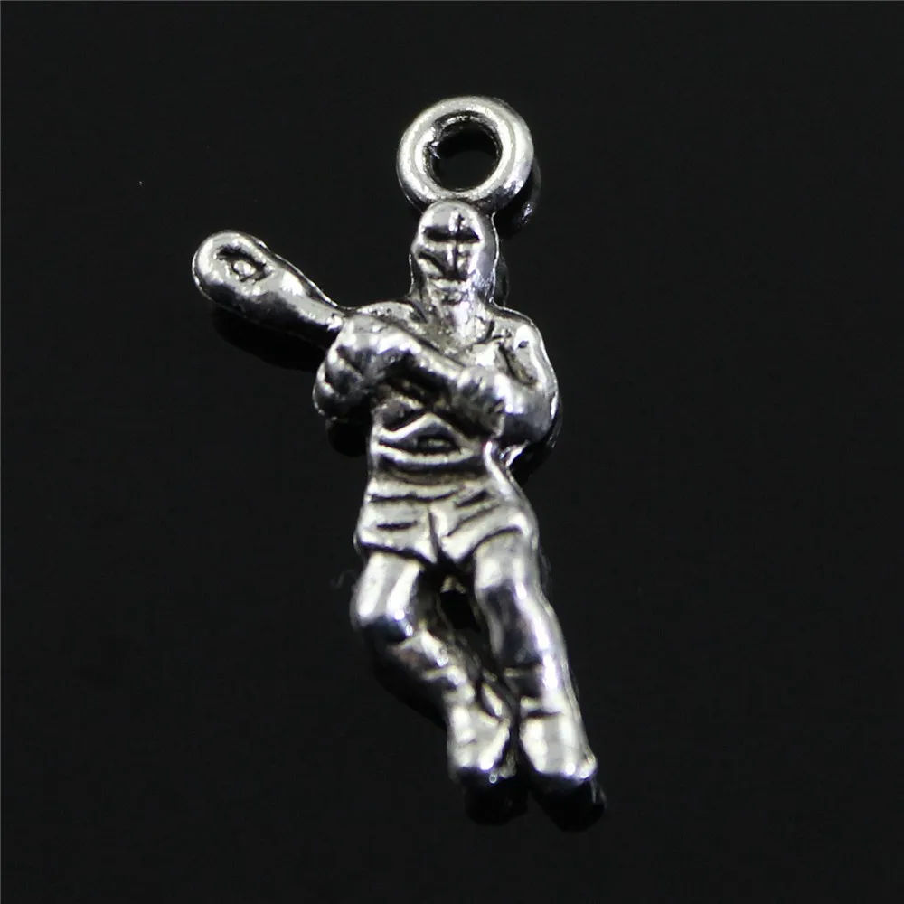 

Charms Jewelry Findings Diy Accessories Hockey Players Pendant Antique Silver Plated 8pcs 23x11mm