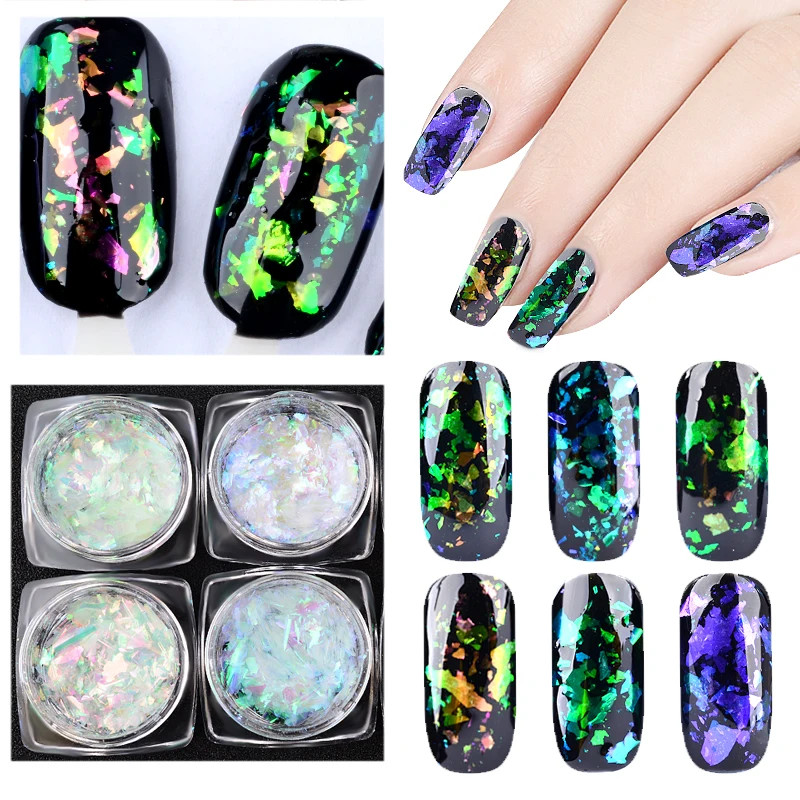 

1 Box Big Nail Flakes Chameleon Nail Art nails glitters colors Powder Shinning Dust Sequins Irregular Nail Decorations Tools