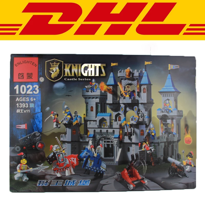 

2017 New Enlighten 1023 1393Pcs Medieval Lion Castle Knight Carriage Model Building Kit Blocks Brick Toy Gift Compatible Gift