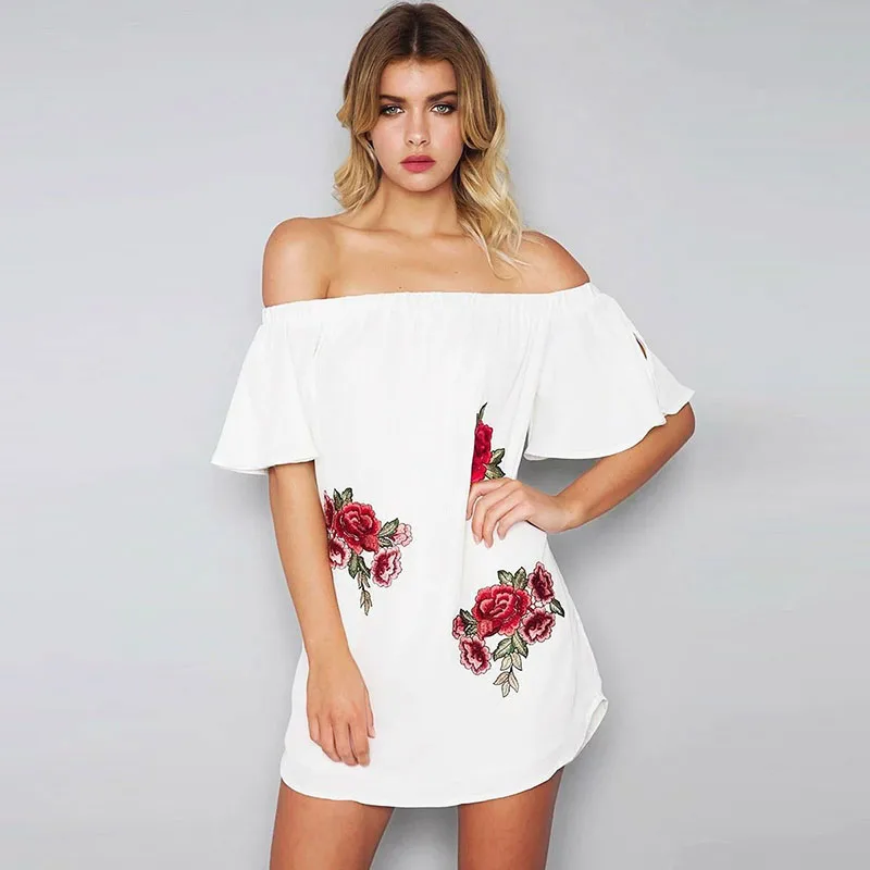 short white dress with flowers