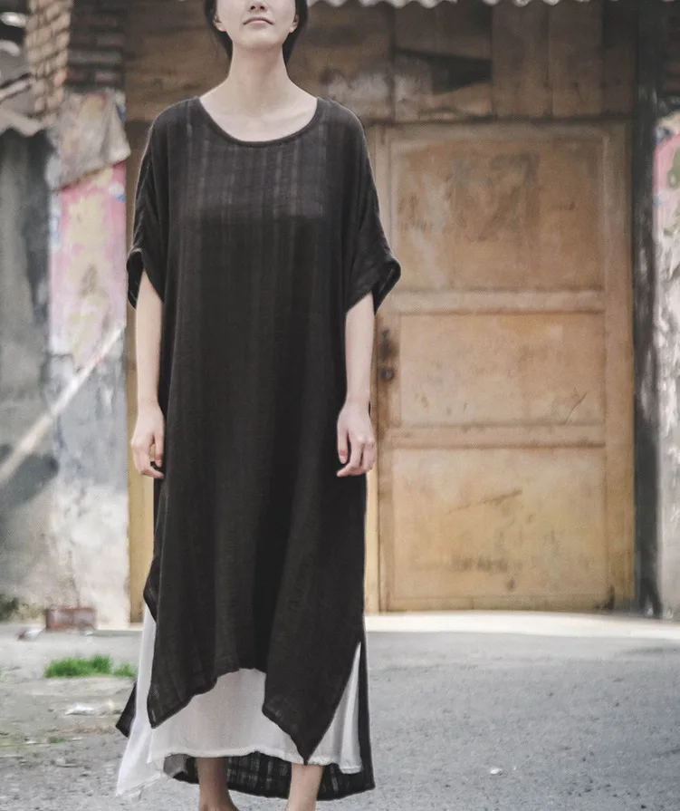 Plus Size Women Cotton font b Dress b font Summer Vintage Elbise Jurken Batwing Sleeve Large