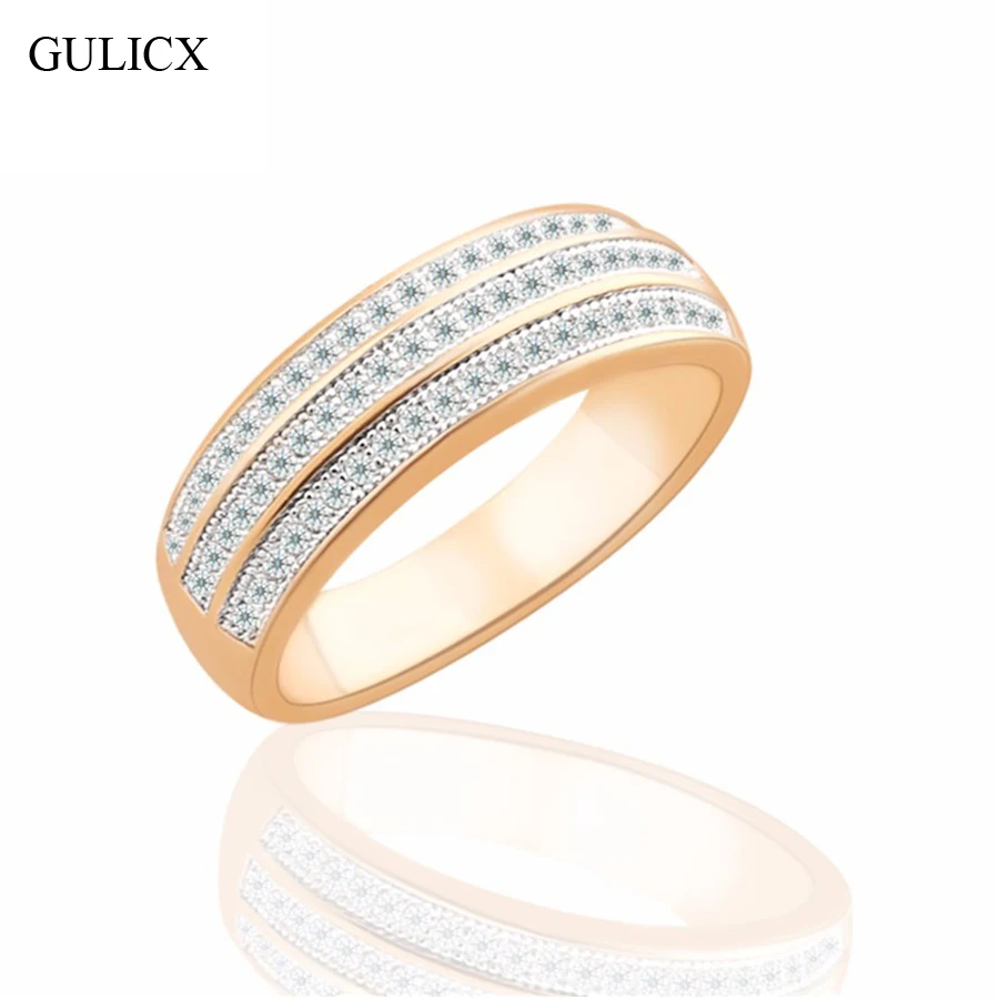 GULICX Brand New font b Luxury b font Three Row Women Size 8 Band Gold color