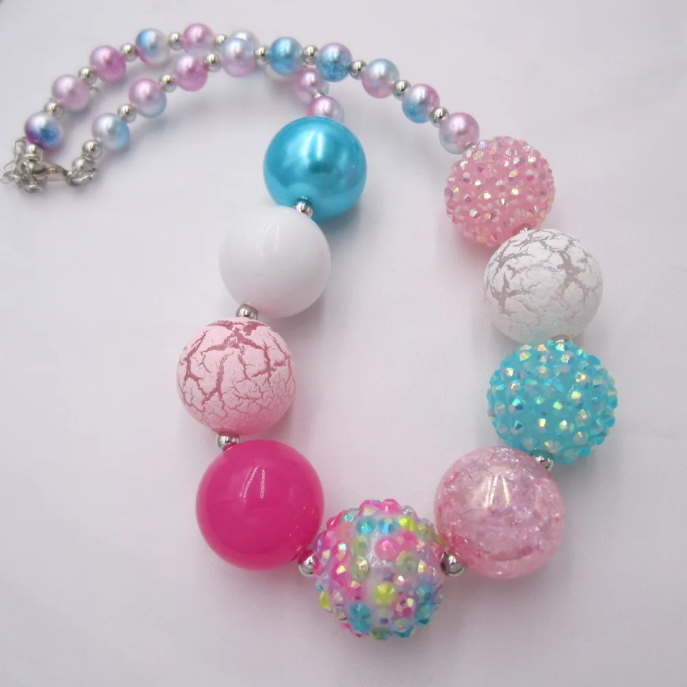 Новое поступление, детское массивное ожерелье с бусинами, разноцветное жемчужное ожерелье для маленьких девочек, украшение ручной работы для детей, игрушка в подарок, 1 шт