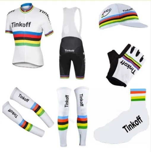 

Full set 2016 new world tour team tinkoff cycling jersey champion rainbow quick dry bike cloth MTB Ropa Ciclismo Bicycle maillot