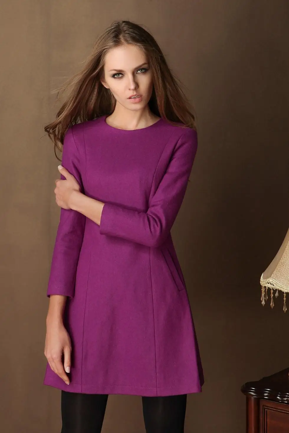 purple winter dress