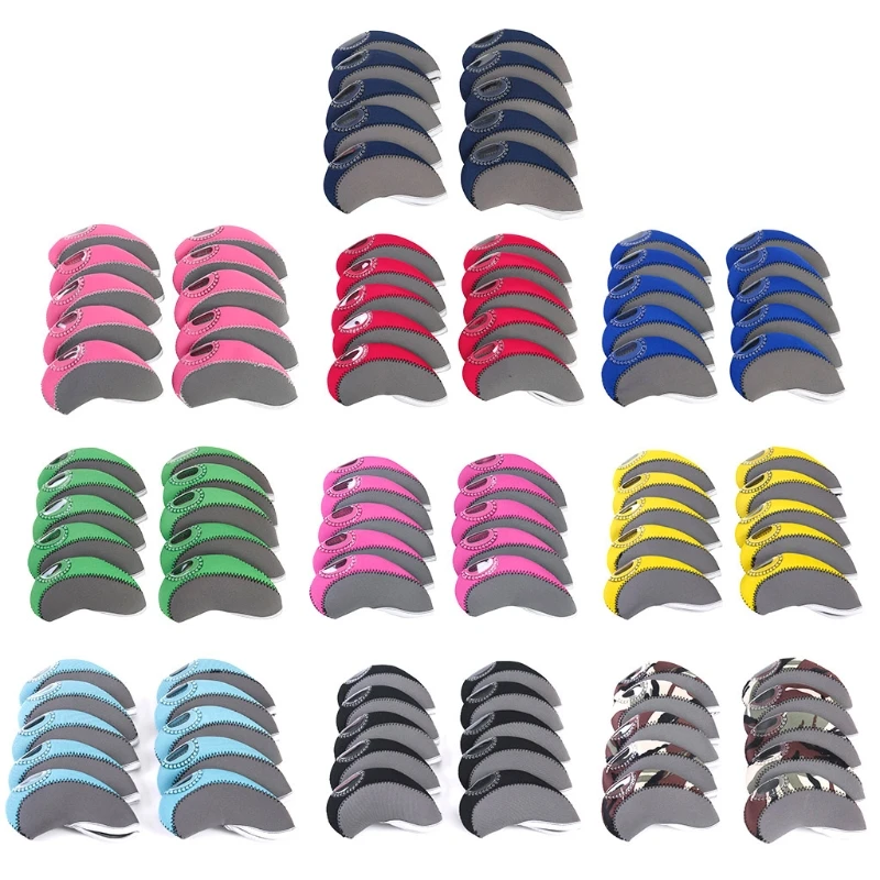 10 قطعة جولف رئيس يغطي نادي الحديد مضرب غطاء حامي النيوبرين Headcovers مجموعة N10 دروبشيب