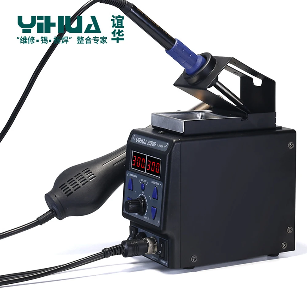 YIHUA 8786D новое обновление паяльная станция светодиодный дисплей 2 в 1 SMD паяльник горячий воздушный пистолет 700 Вт BGA сварочный инструмент станция