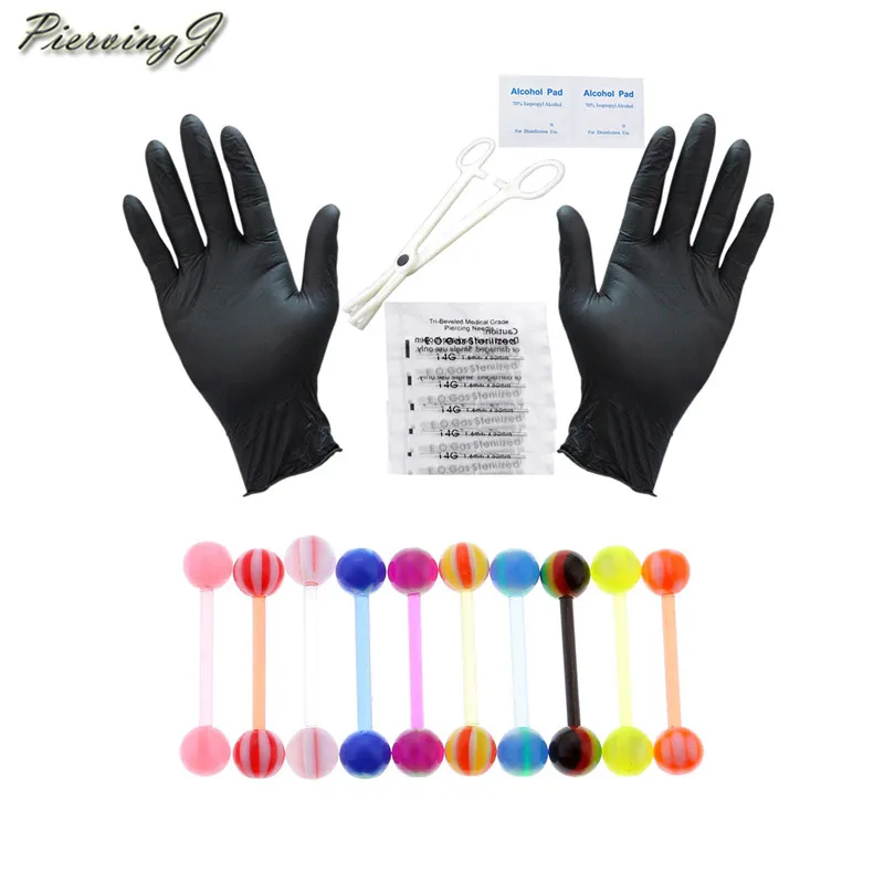 

PiercingJ New Wholesale 14G Professional Piercing Kit 20 pieces (Tongue,Belly Button Ring Piercing Jewelry) - 14 Gauge Needles